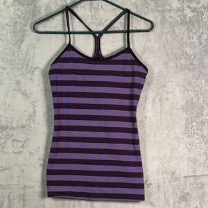 Lululemon Purple Striped Racerback Athletic Built in Bra Tank Size 8